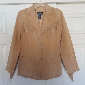 Denim & Co. Barn Fringed Leather Western Jacket