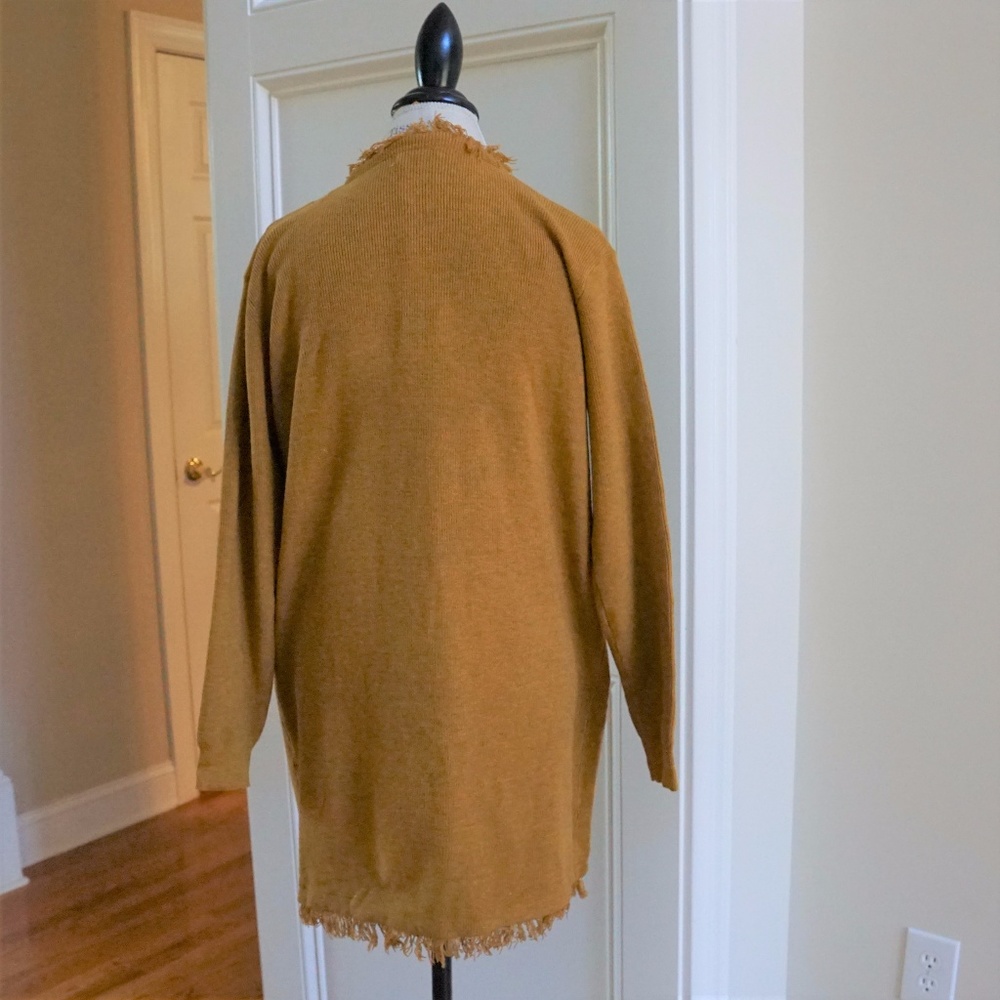 Fringe open front Cardigan Long Sleeve Pockets - Picture 8 of 8