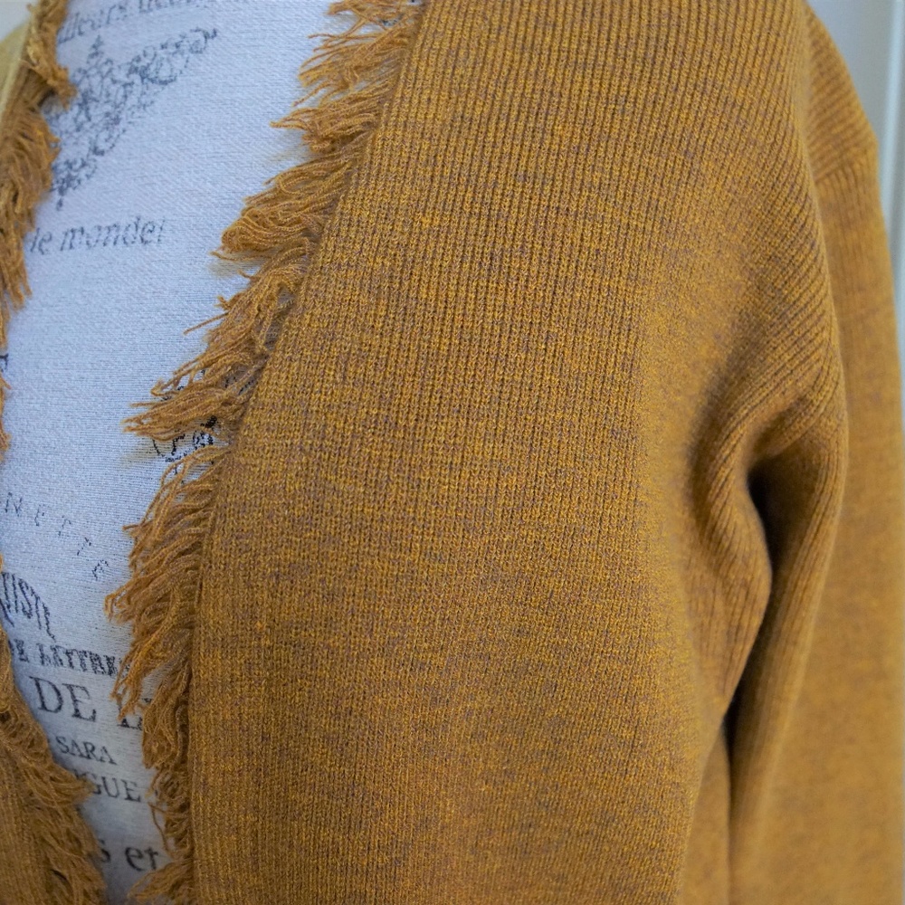Fringe open front Cardigan Long Sleeve Pockets - Picture 7 of 8