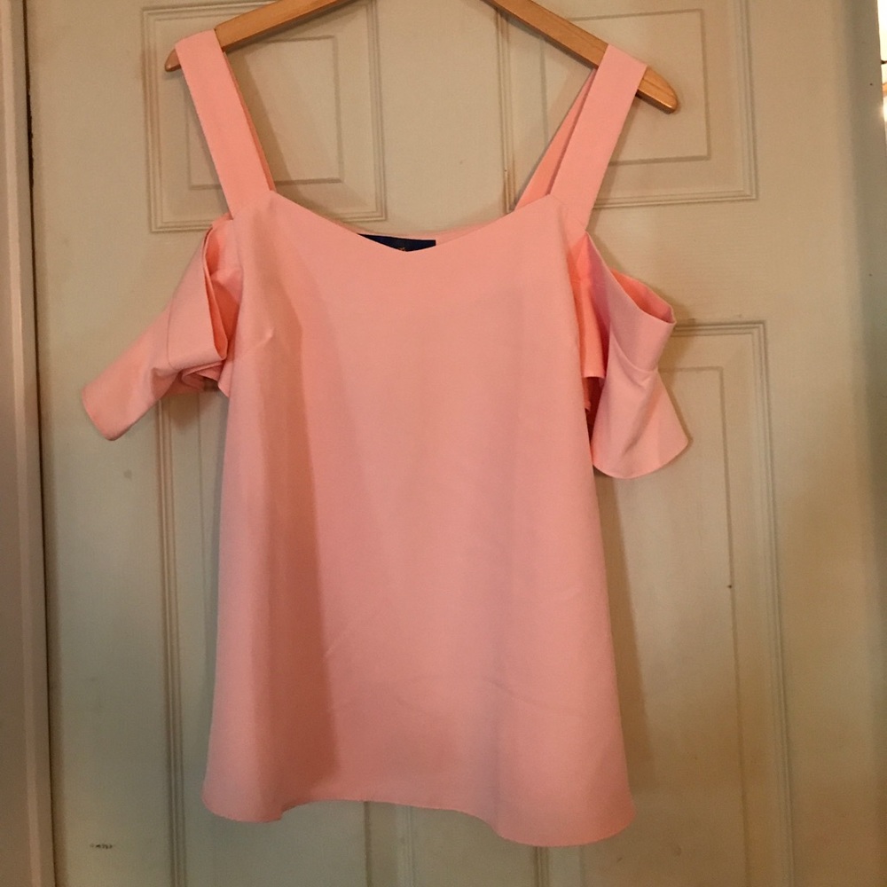 Powder pink off the shoulder top