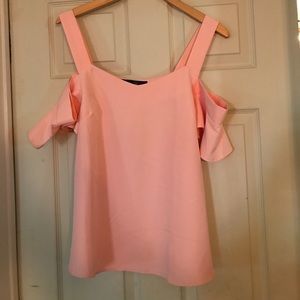 Powder pink off the shoulder top