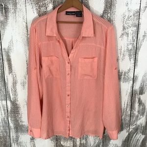 Jennifer Lauren Peach Sheer Blouse