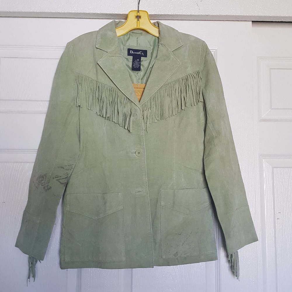 Denim & Co. Barn Fringed Leather Western Jacket