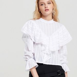 Storets NWT white cotton ruffle blouse / size S