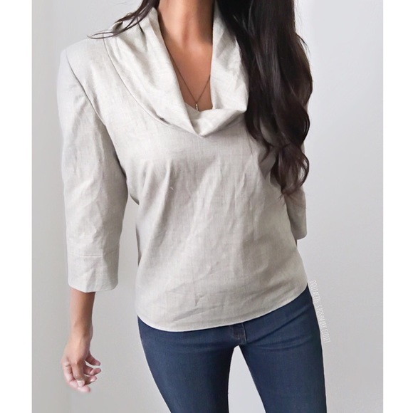 J. Crew Tops - J.Crew Grey Wool Plaid Cowl Neck Top