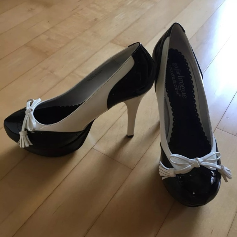 Black and White Tuxedo Platform heels