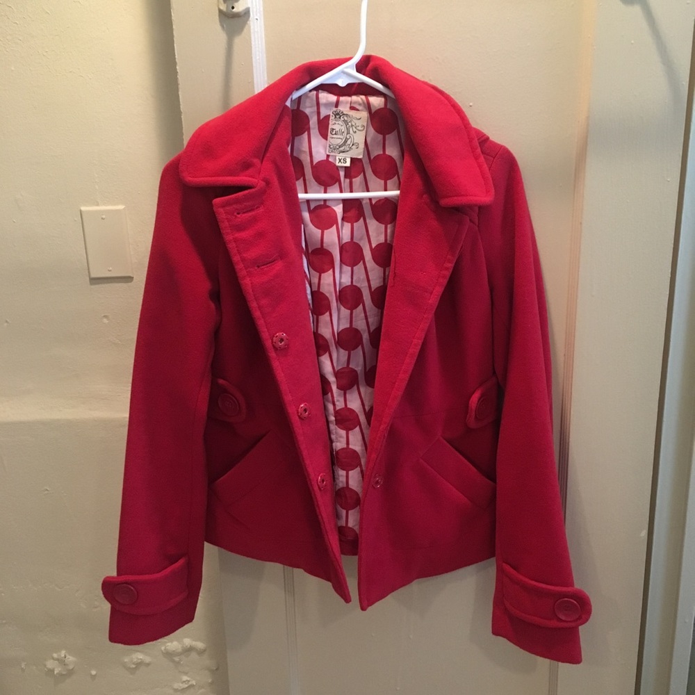 Red snap button jacket