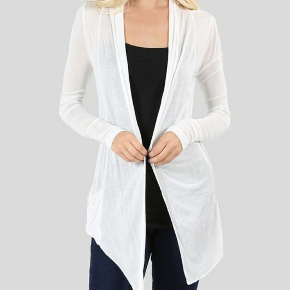 Just in! White waterfall open front cardigan