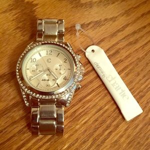 NWT Charming Charlie Silver Rhinestone Watch