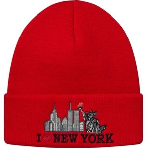 SUPREME Logo I Love New York Beanie + Logo Sticker