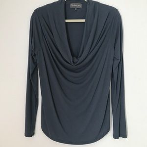 Grey Micheal Stars OS Knit Draped Top Cowl Neck