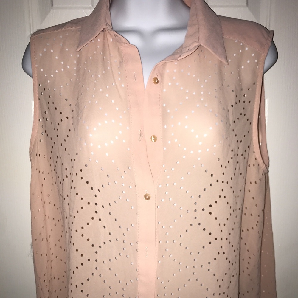 Cotton Candy Sleeveless Button Up with Collar