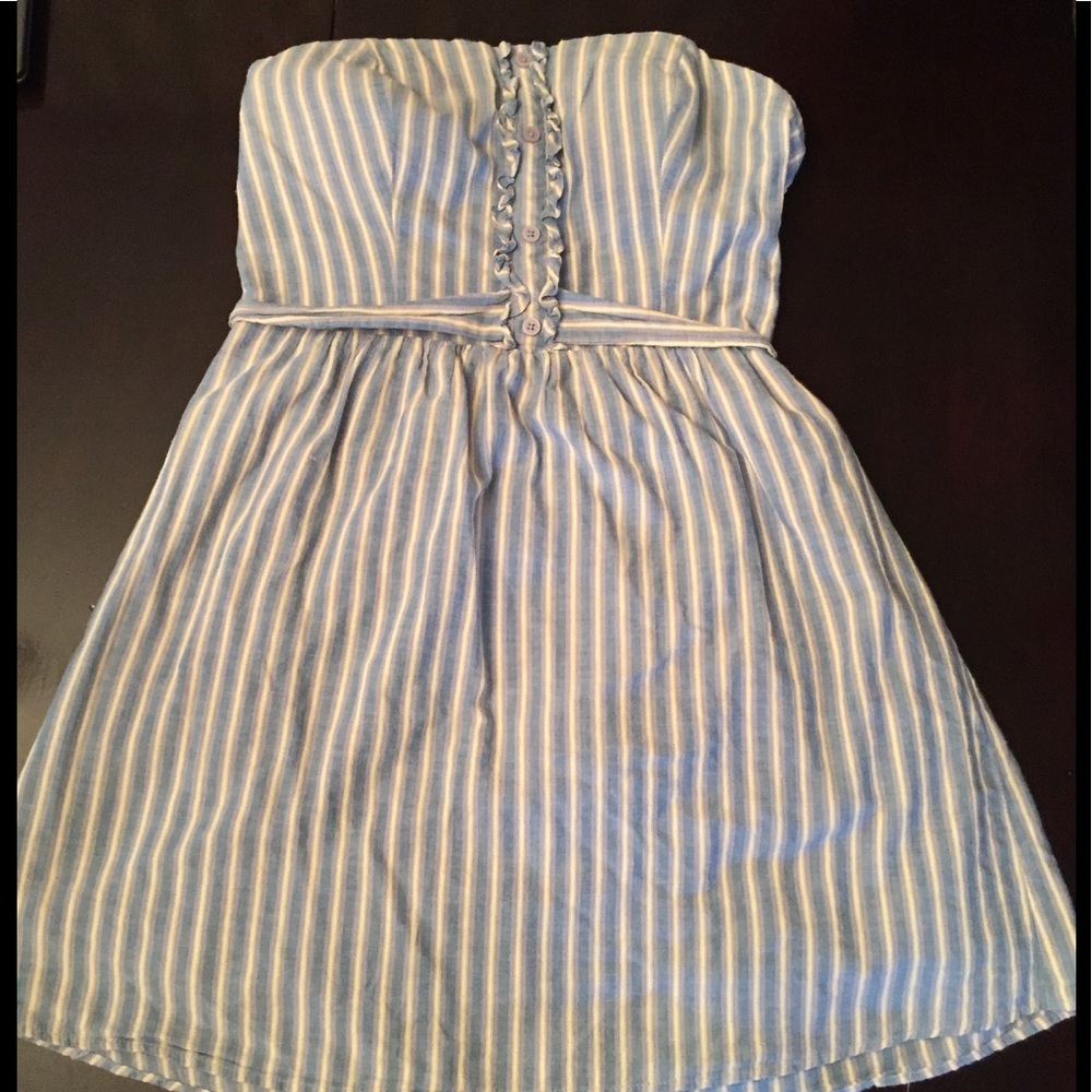 Blue pinstripe strapless sundress Mossimo
