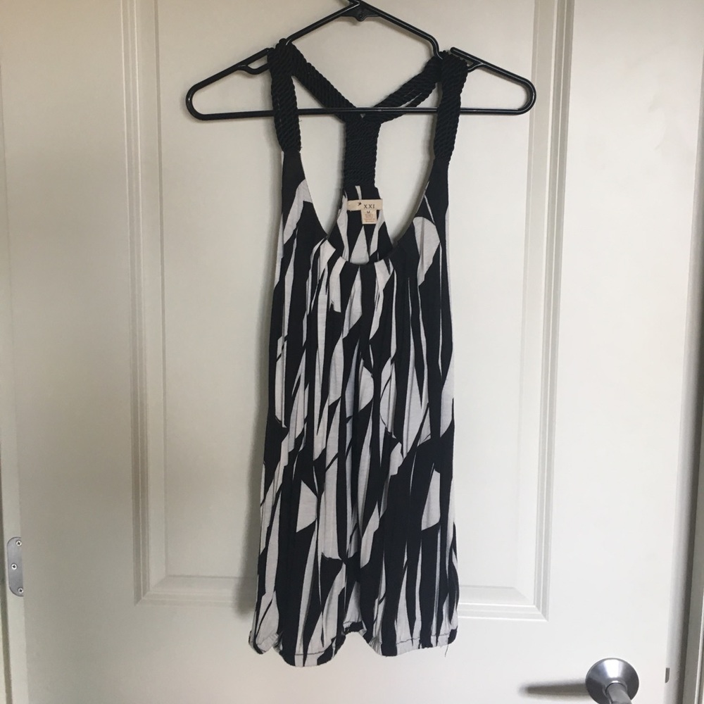 Forever 21 tank black and white with rope straps