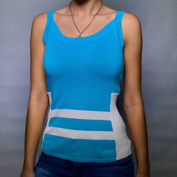 Cyrus Blue and White Tank Top - Picture 1 of 7