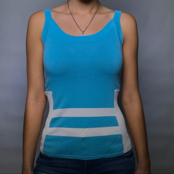 Cyrus Blue and White Tank Top - Picture 2 of 7