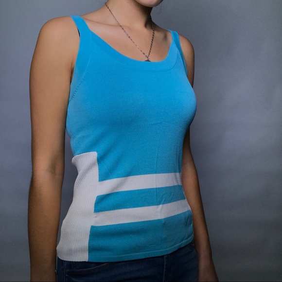 Cyrus Blue and White Tank Top - Picture 5 of 7