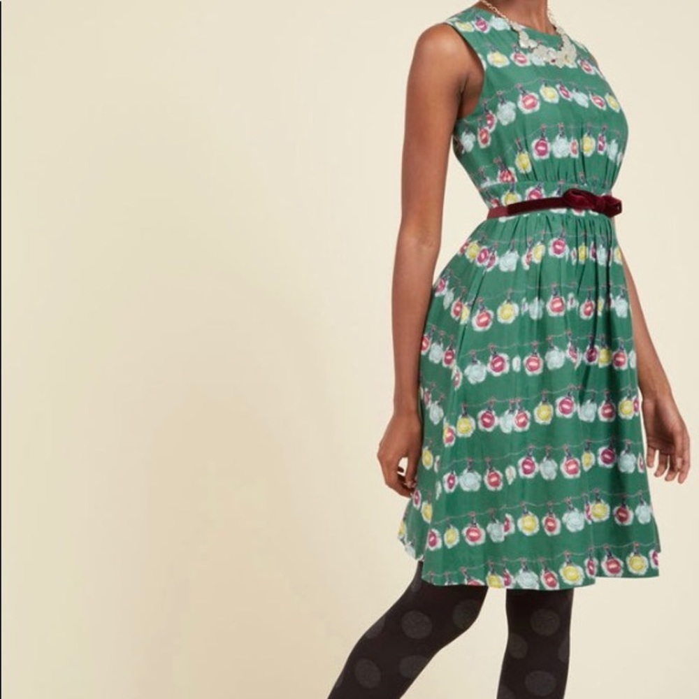 Too Much Fun A-Line Dress in Holiday Lights