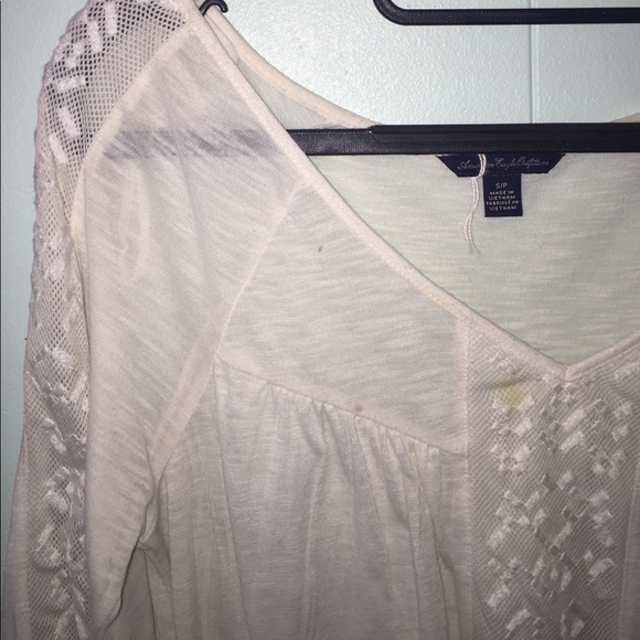 CREAM MID SLEEVE EMBROIDERED BABYDOLL LIKE TOP - Picture 2 of 4