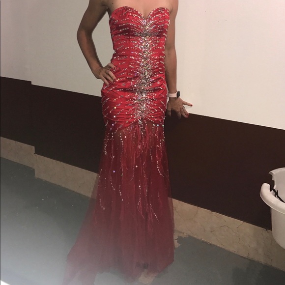 Blush Prom Sparkling Feather Prom Gown - Picture 1 of 4