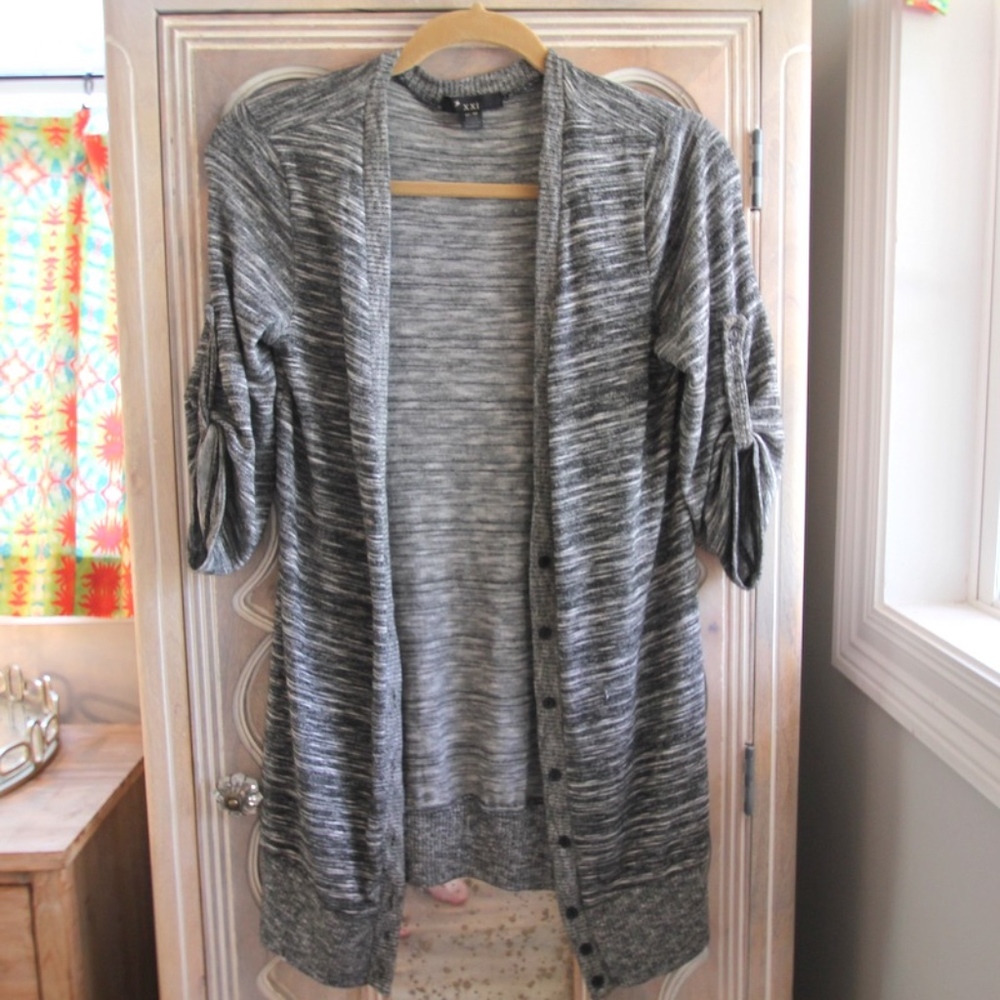 Grey Short Sleeved Cardigan