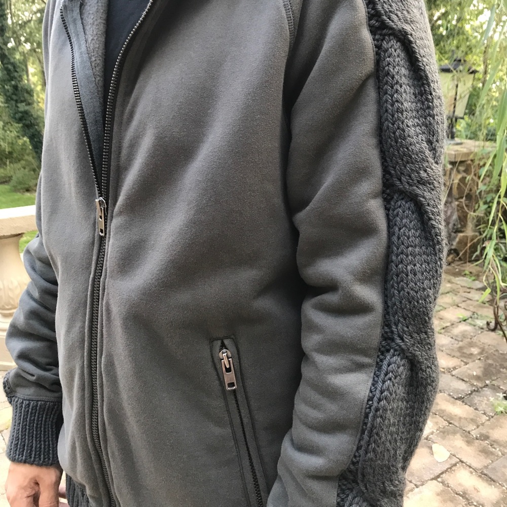 Diesel Wool Knit-Sleeve Hoodie