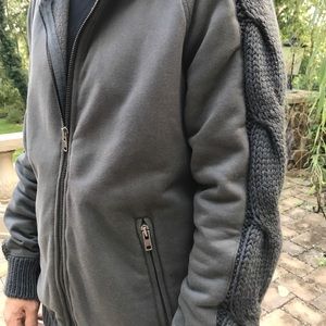 Diesel Wool Knit-Sleeve Hoodie