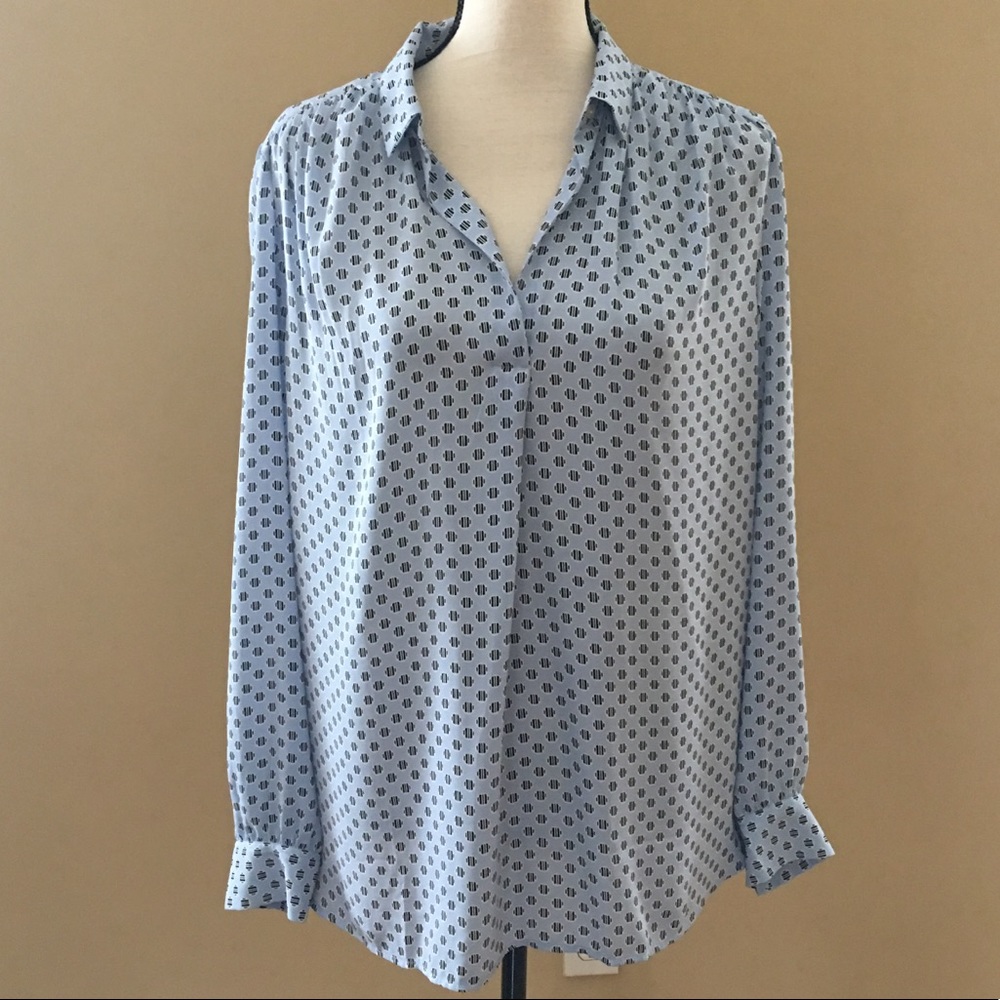 LOFT Stripe Dot Peasant Blouse L