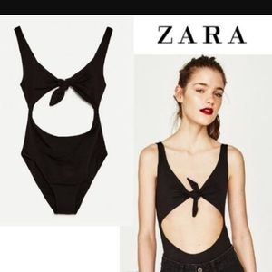 Zara Black cut out swimsuit Sizes M