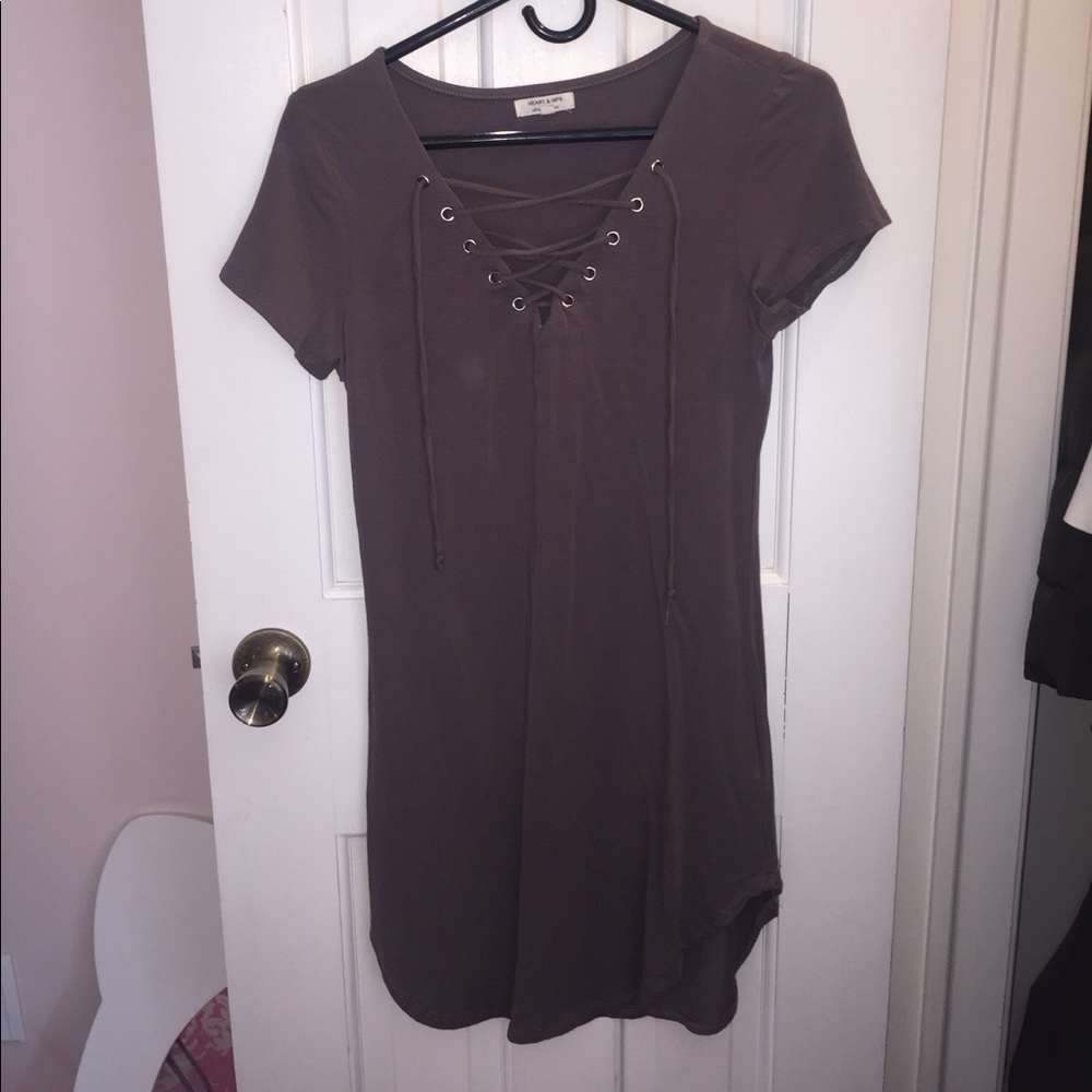Dark Grey Sexy Tee Shirt Dress
