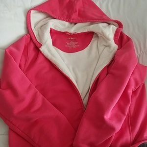 LL Bean Fleece Lined Hoodie Pink L