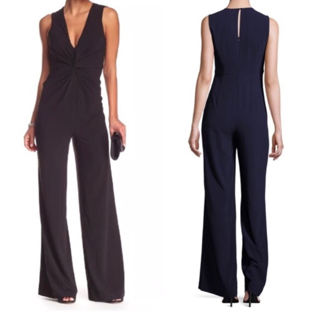HALSTON HERITAGE Knotted Front Jumpsuit Sz 0 - Picture 1 of 10