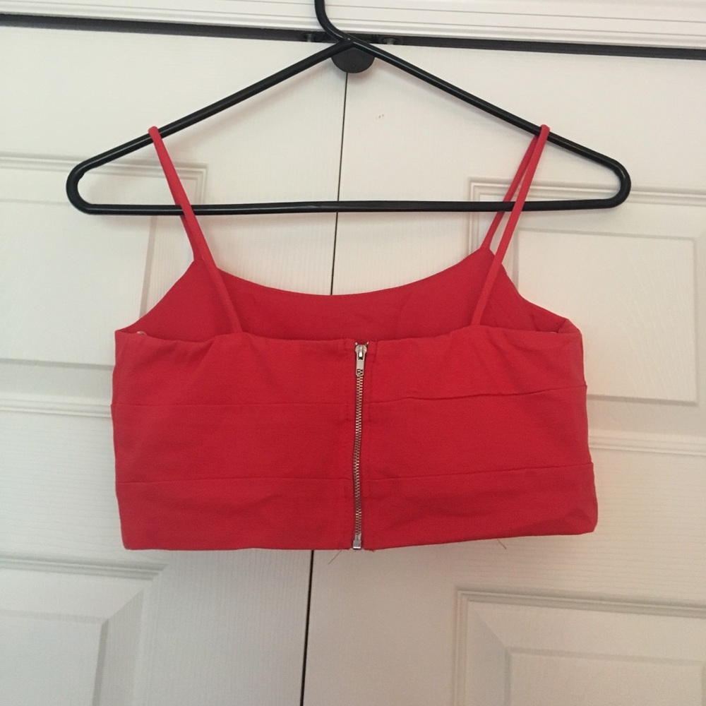 Red Crop Top with Zipper back