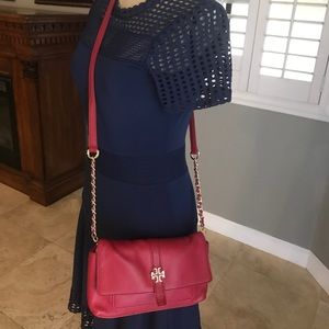 Tory Burch Plaque Small Crossbody Bag Red