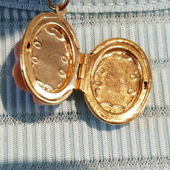Stunning Vintage 2 Picture Goldtone & Pink Flower Locket - Picture 3 of 10