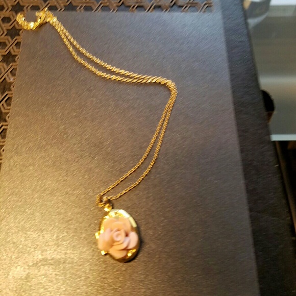 Stunning Vintage 2 Picture Goldtone & Pink Flower Locket - Picture 7 of 10