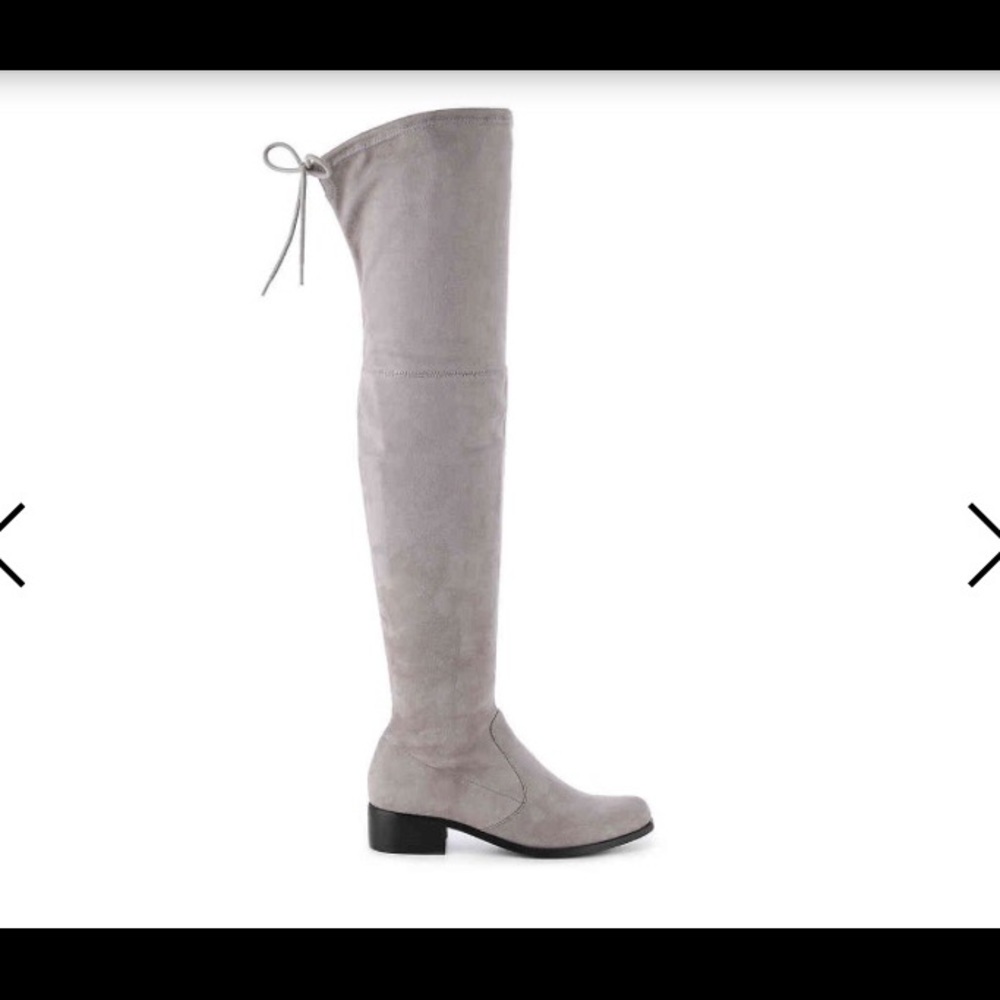 Grey Suede over the knee boots