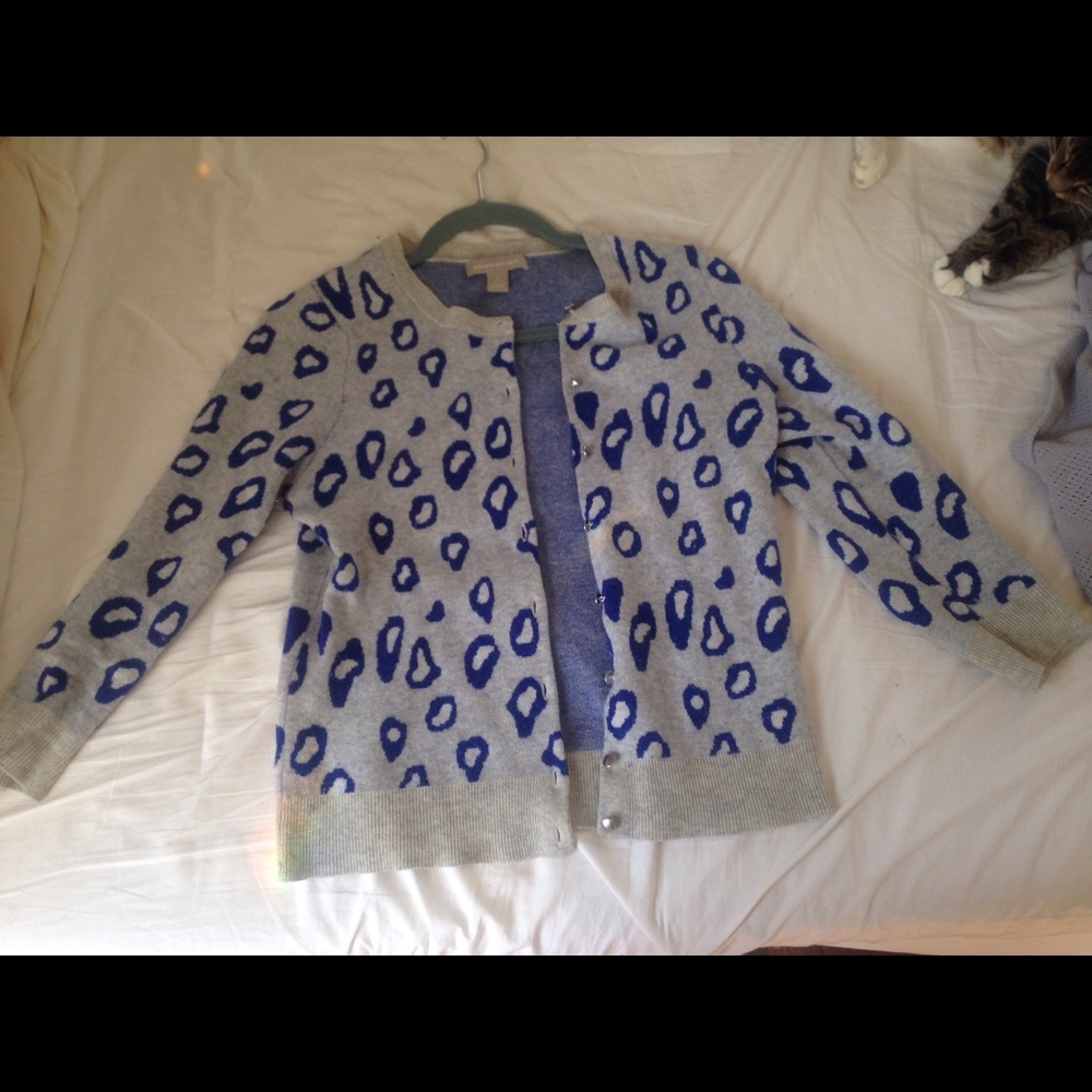 Banana Republic blue leopard print cardigan