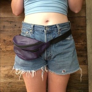 Vintage purple leather waist fanny pack