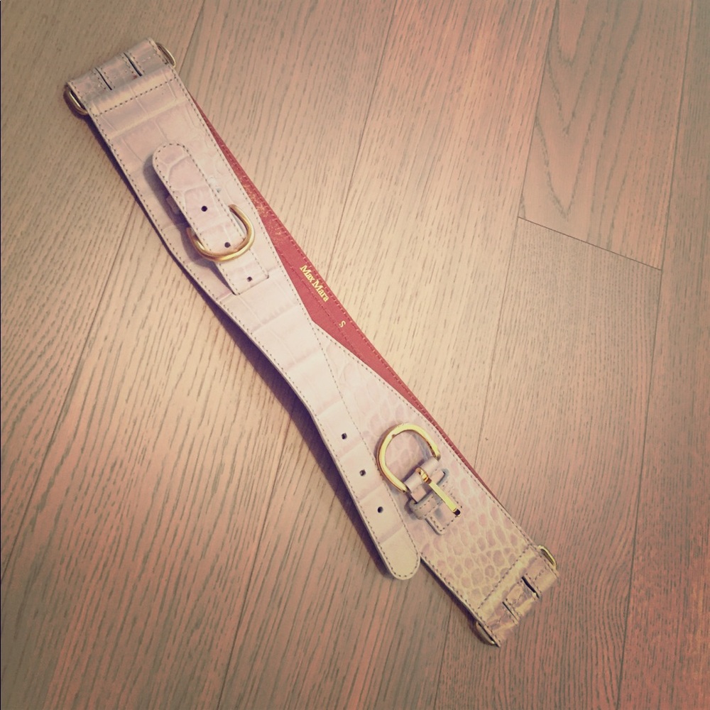 Max Mara pink crocodile print hip belt