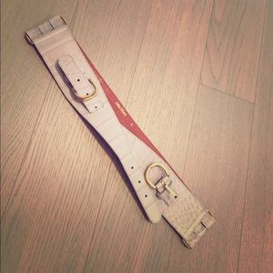 Max Mara pink crocodile print hip belt