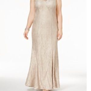 Champagne Lace A Line Dress