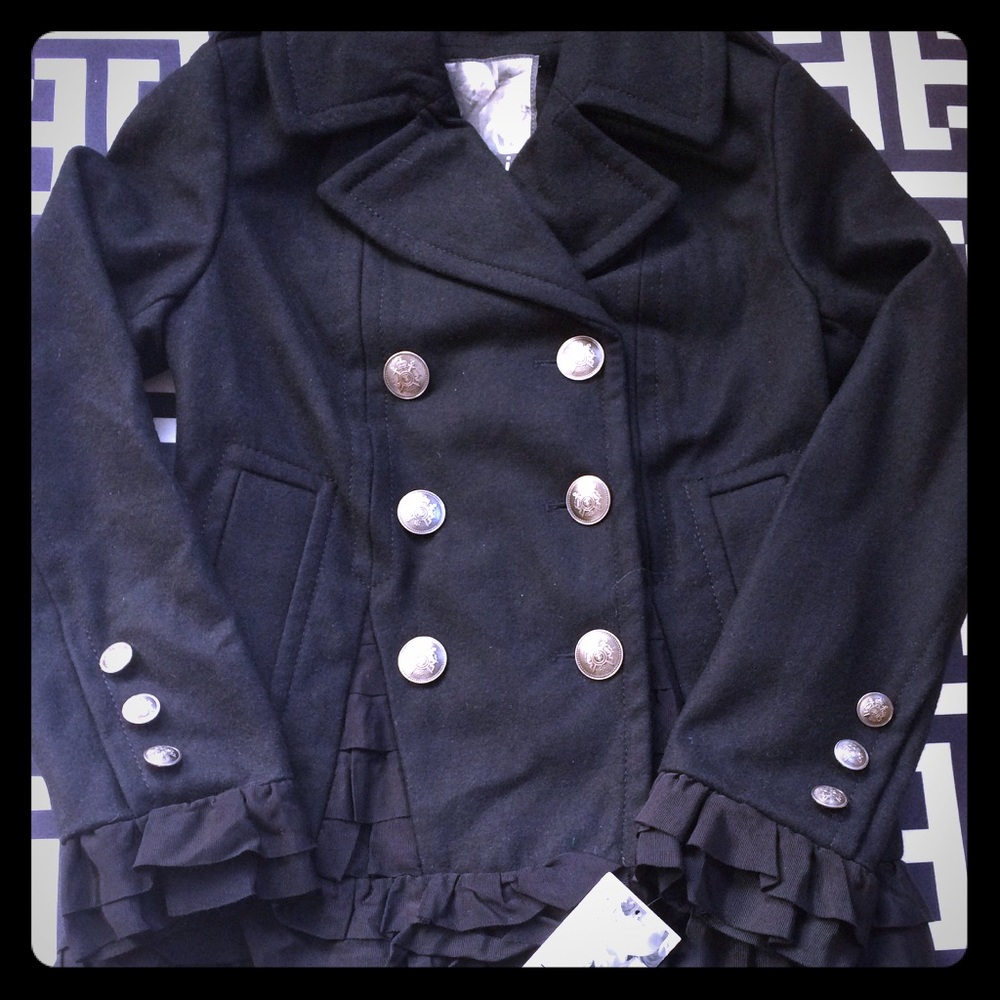 Black Military Jacket with ruffle detail