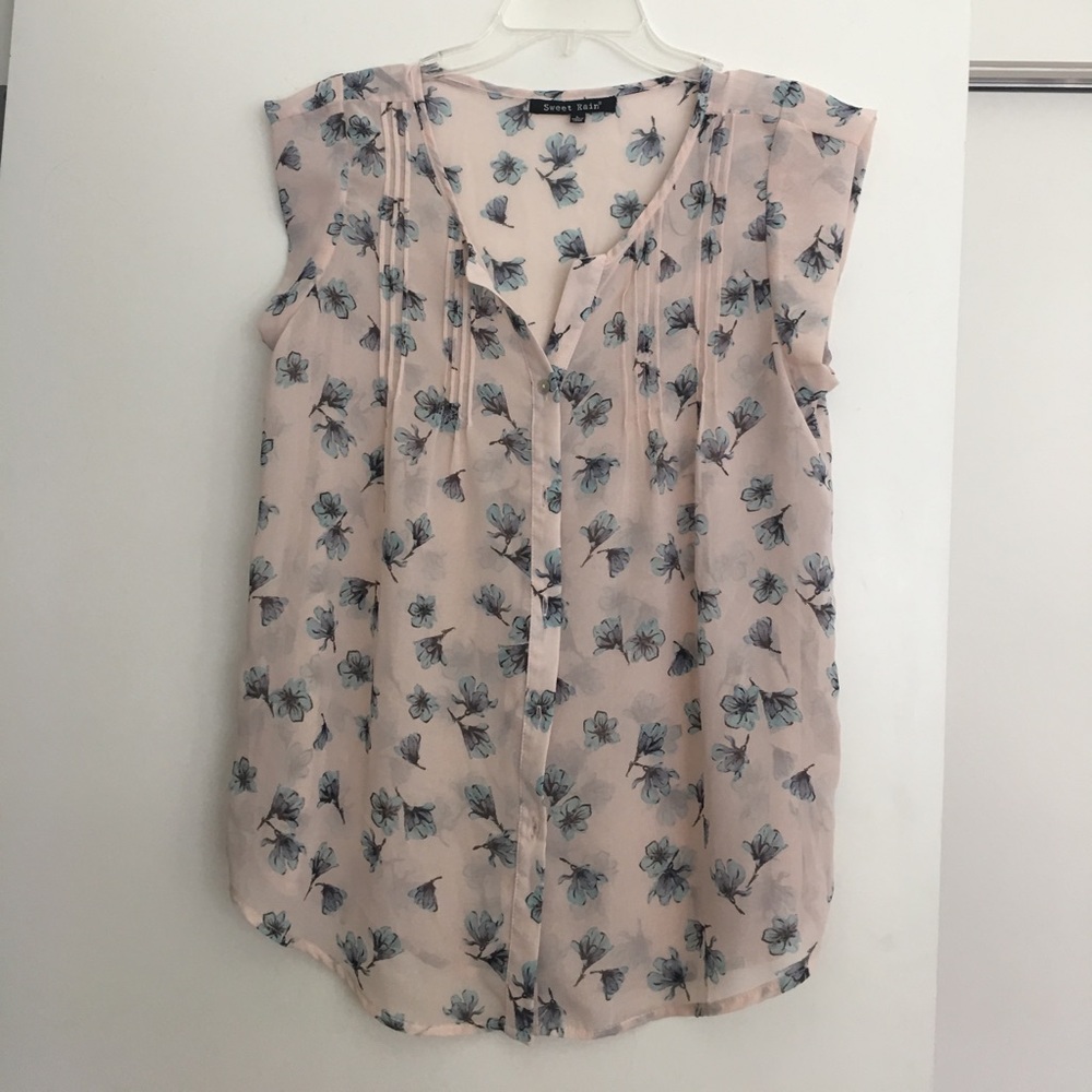 Sheer floral blouse