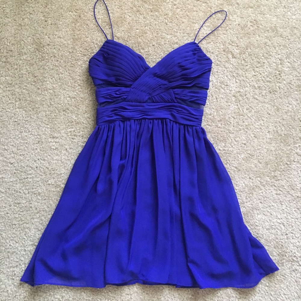 Adorable indigo chiffon + polyester dress!