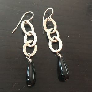 Silpada black onyx and silver drop earrings