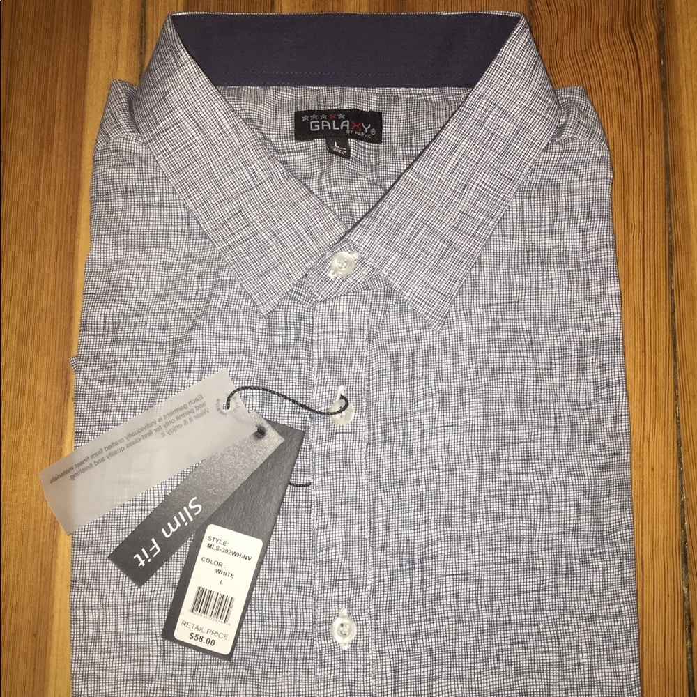 Brand New Galaxy by Harvic Slim Fit Button Up. L