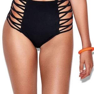 [pink victoria's secret] black high-waist bikini