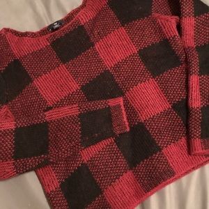 Cute! Red and Black Gingham Sweater.