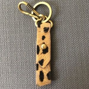 Madewell spotted pony hair/leather keychain/fob